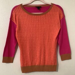 Colorful Colorblock Preppy Academic Knit Autumn Fall Casual 3/4 Sleeve Sweater S